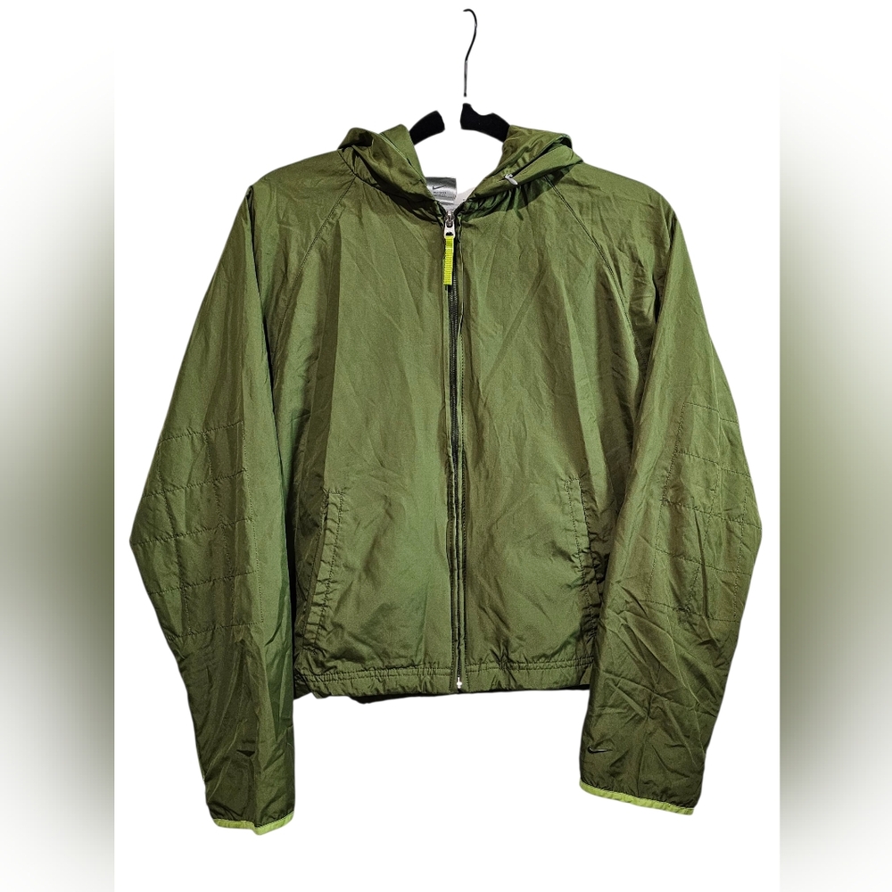 Nike Women Cozy Olive Green Hoodie Windbreaker Size Large